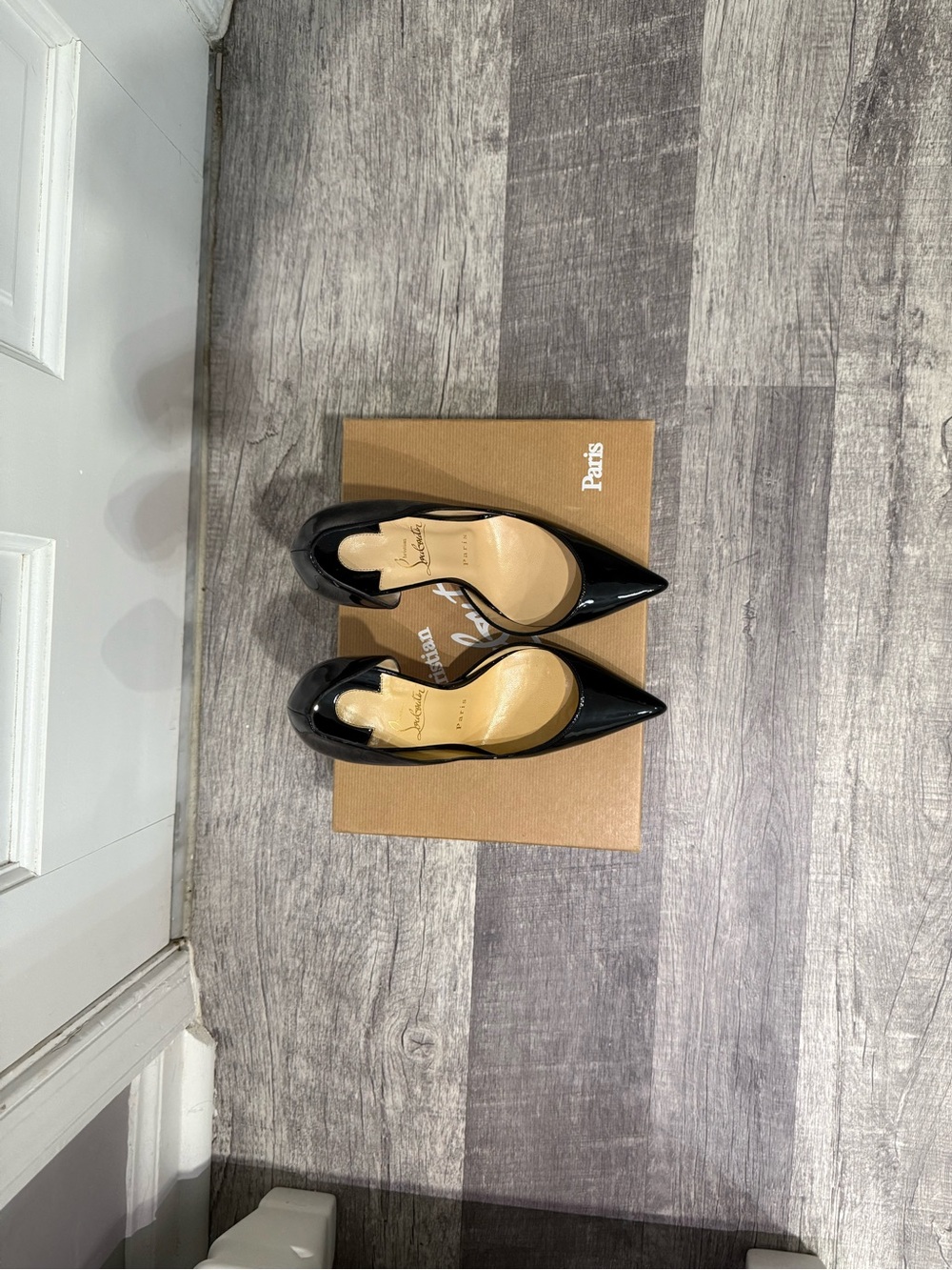 Christian Louboutin Black Patent Pointed-Toe Iriza Pumps with Red Sole - Picture 6 of 8